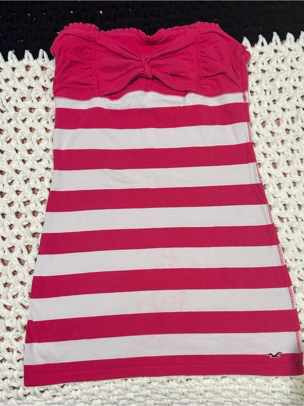 DEADSTOCK! Vintage Y2K Hollister pink white striped bow baby doll